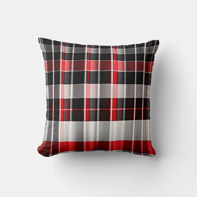 Red Black Abstract Plaid Popular Collection Cushion (Front)