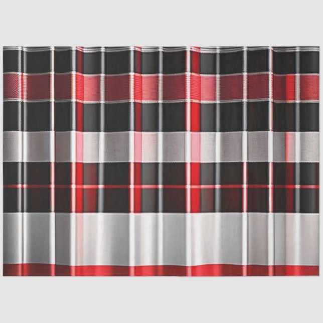 Red Black Abstract Plaid Popular Collection Tissue Paper (Front)