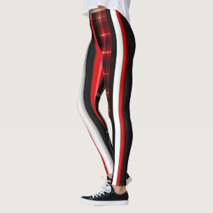Red Black Abstract Plaid Trendy Collection Leggings