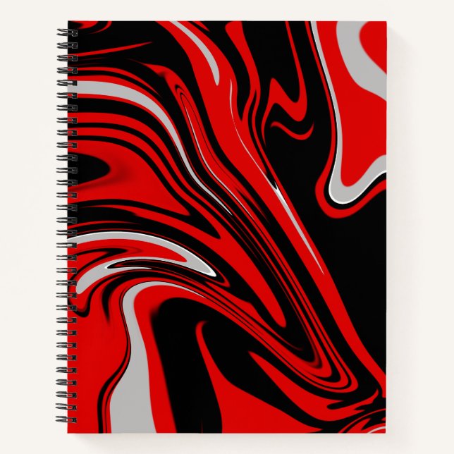 Red & Black Abstract Spiral Notebook (Front)