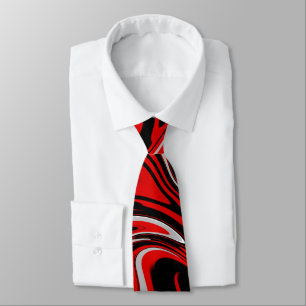 Red & Black Abstract Tie