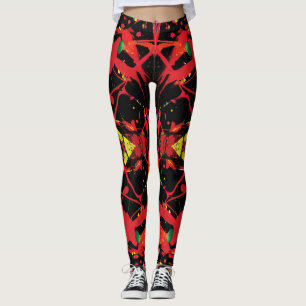 Red, Black, and Awesome Splatter Paint Leggings