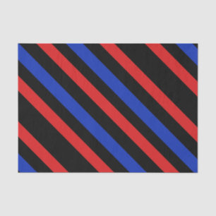 Red, Black and Blue Diagonal Stripes tissue paper
