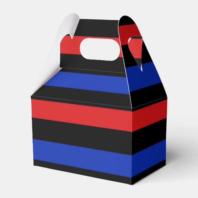 Red, Black and Blue Stripes Favour Box (Front Side)