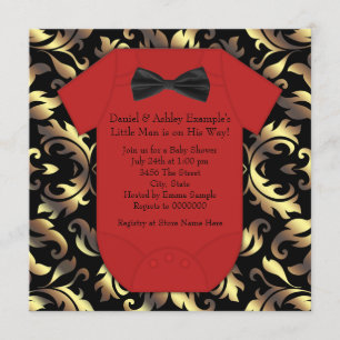 Red Black and Gold Baby Shower Invitations