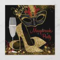 Red Black and Gold Masquerade Birthday Party