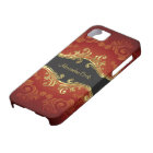 Red Black And Gold Tones Vintage Swirls-Monogram
