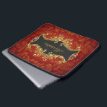 Red Black And Gold Tones Vintage Swirls-Monogram Laptop Sleeve<br><div class="desc">Elegant red black and gold vintage ornate swirls frame for your custom monogram/name.  Available on other products and can be requested for any of the products offered at Zazzle.</div>