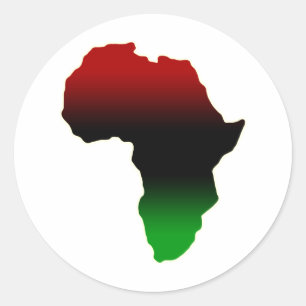 Red, Black and Green Africa Shape Classic Round Sticker