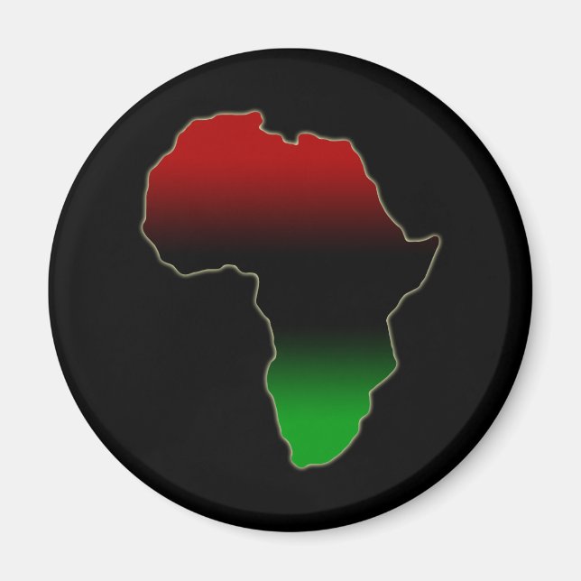 Red, Black and Green Africa Shape Magnet (Front)