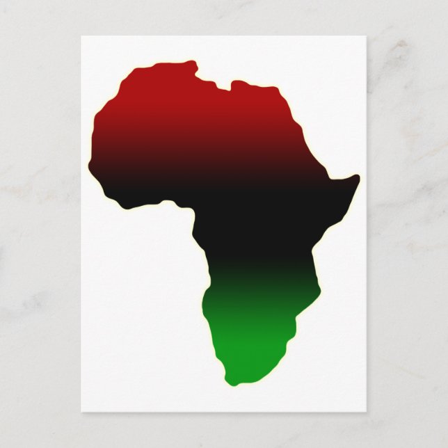 Red, Black and Green Africa Shape Postcard (Front)