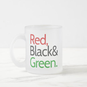 Red, Black and Green-African American Frosted Glass Coffee Mug