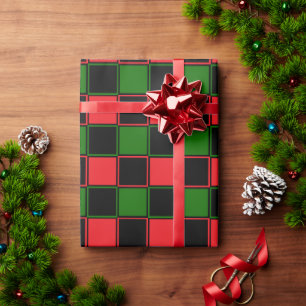 Red Black And Green Checks #1 Wrapping Paper