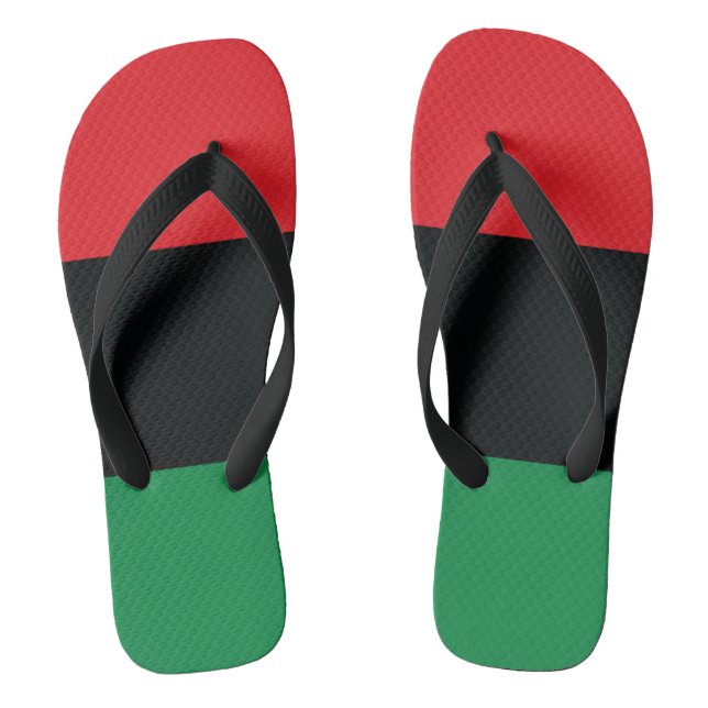 Red, Black and Green Flag Flip Flops (Footbed)