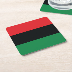 Red, Black and Green Flag Square Paper Coaster