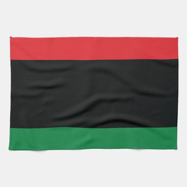 Red, Black and Green Flag Tea Towel (Horizontal)