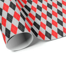 Red, Black and Grey Argyle Wrapping Paper