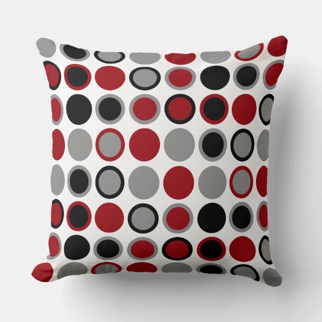 Red, Black and Grey Circles    Cushion (Front)