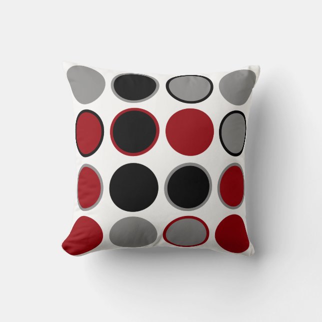 Red, Black and Grey Circles    Cushion (Front)