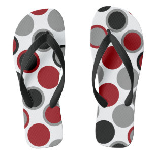 Red, Black and Grey Circles  Flip Flops