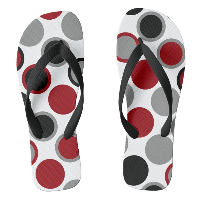 Red, Black and Grey Circles  Flip Flops (Footbed)