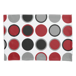 Red, Black and Grey Circles Pillowcase