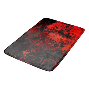 Red, Black and Grey Marble Abstract Bath Mat