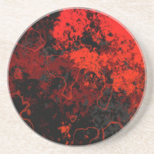 Red, Black and Grey Marble Abstract Coaster