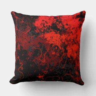 Red, Black and Grey Marble Abstract Cushion