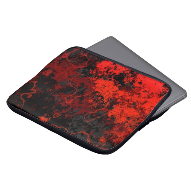 Red, Black and Grey Marble Abstract Laptop Sleeve (Front Top)