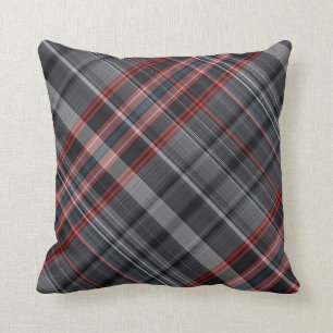 Red, black and grey plaid cushion