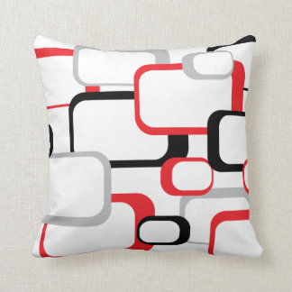 Red, Black and Grey Retro Square Cushion