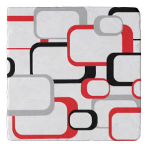 Red, Black and Grey Retro Square Pattern