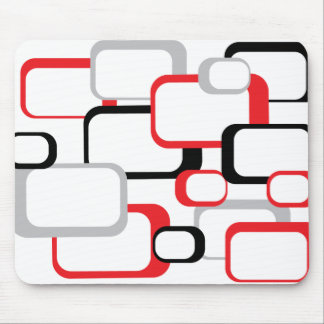 Red Black and Grey Retro Square White Mousepad