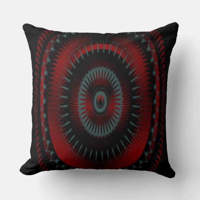 Red, Black and Grey Spiral Design Cushion (Front)