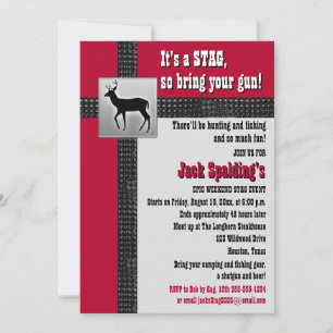 Red, Black, and Grey Stag Invitation