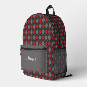 Red Black and Grey Tartan Plaid Printed Backpack
