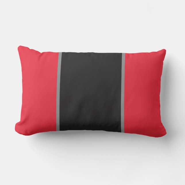 Red Black and Grey Throw Pillow (Front)