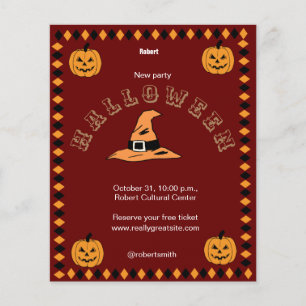 Red Black and Orange Halloween Party Vintage Flyer