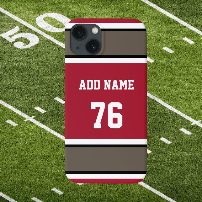 Red Black and Pewter Sports Stripe Case-Mate iPhone Case (Red Black White and Pewter Sports Stripes Phone Case. Customize It!)