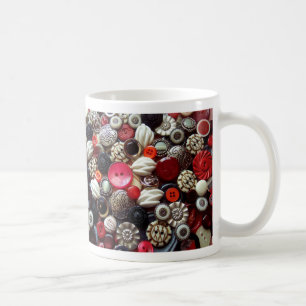 Red Black and Silver Button Collage Coffee Mug