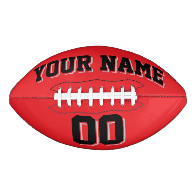 RED BLACK AND SILVER GRAY Custom Football American Football (Front)