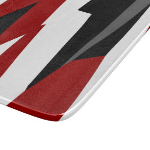 Red black and white abstract   cutting board