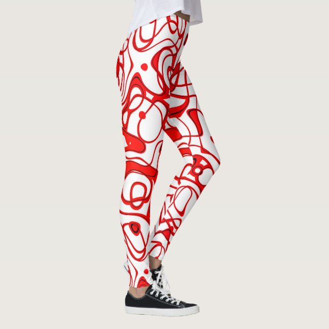  Red, Black and White Abstract Leggings (Right)