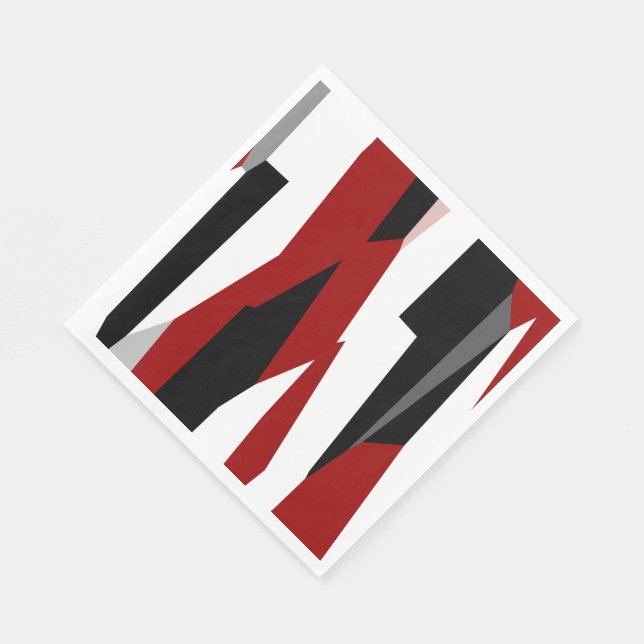 Red black and white abstract   napkin (Corner)