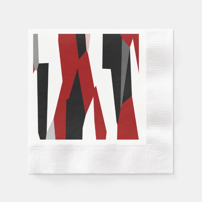 Red black and white abstract   napkin (Front)