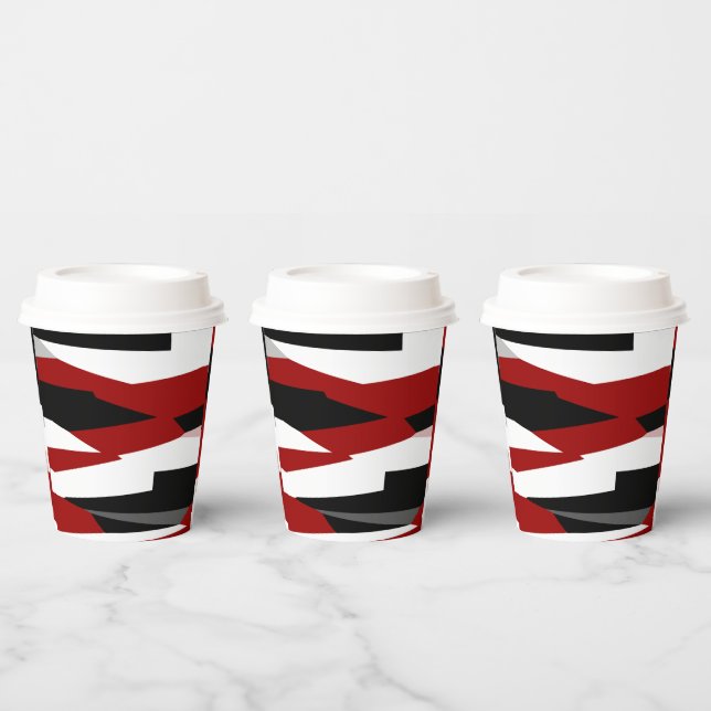 Red black and white abstract  paper cups (Multi)