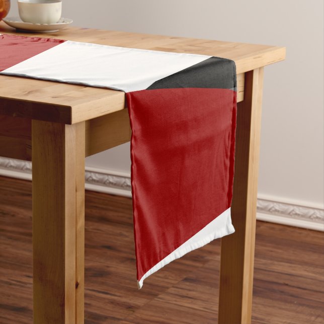 Red black and white abstract  short table runner (In Situ)