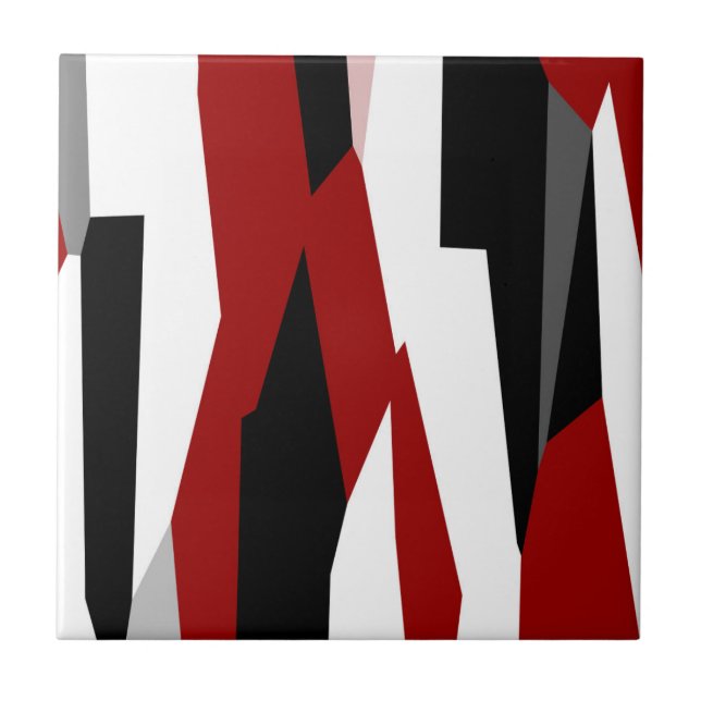Red black and white abstract tile (Front)