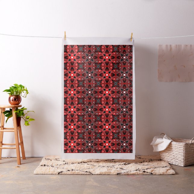 red black and white African Tribal Pattern Fabric (In Situ)